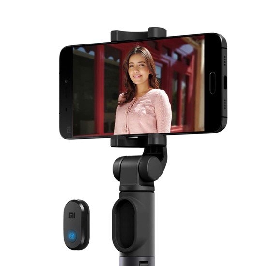 Mi Xiaomi Selfie Stick with Micro USB Rechargeable Bluetooth Remote,Tripod Stand,Multifunctional Selfie Stick with Extendable Aluminium Monopod,360 Deg Rotation Phone Holder,Adjustable Grip Black (Open Box)