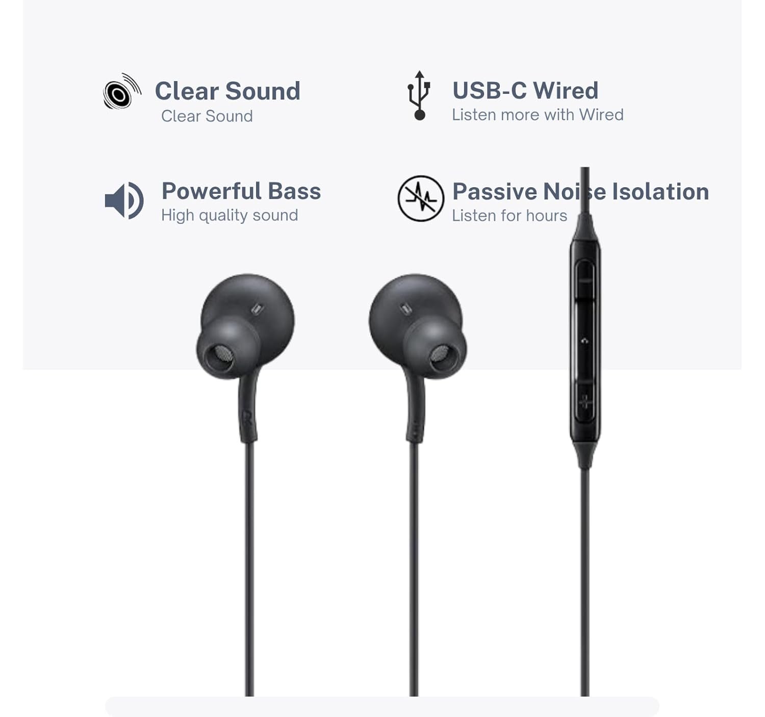 realme Buds 3 Wired Earphone with Type-C Jack, HD Microphone and Tangle-free Cable Wired (Black, In the Ear) – Sealed - Image 4