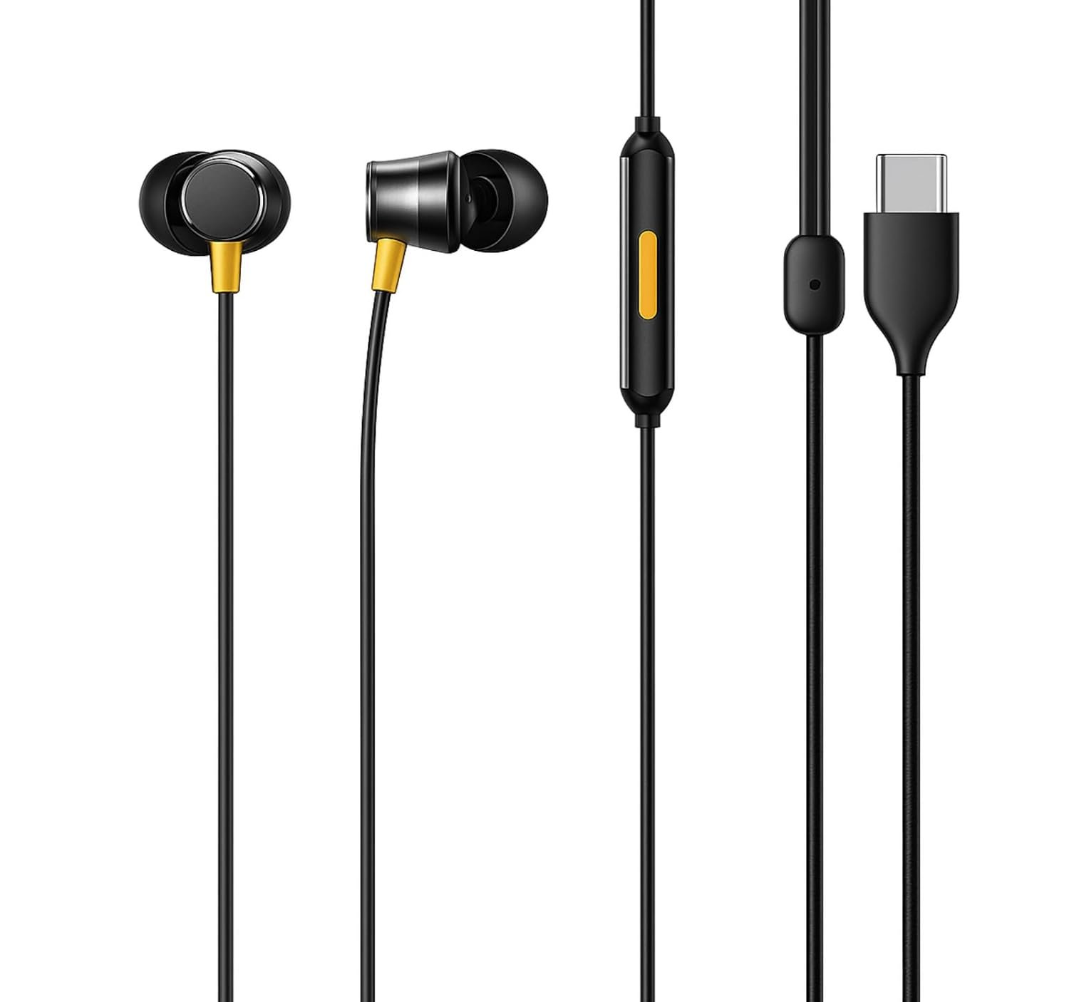 realme Buds 3 Wired Earphone with Type-C Jack, HD Microphone and Tangle-free Cable Wired (Black, In the Ear) – Sealed