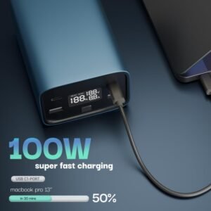 Lifelong 100W 27000 mAh 4-in-1 Fast Charging Laptop Power Bank with 2 Type C PD Output Ports & 2 USB Output Ports Compatible with Laptop, Android Smartphones, iPhones, iPad, Tablet (Open Box)