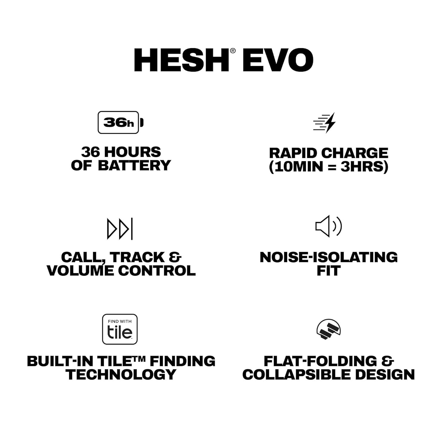 Skullcandy Hesh Evo Over-Ear Wireless Headphones, 40mm Drivers, 36Hr Playtime + Rapid Charge, Flat-Folding and Collapsible, Light Weight Heavy Audio Bass, Work with Android and iOS (Open Box) - Image 4