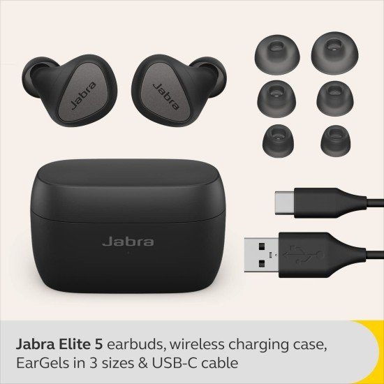 Jabra Elite 5 True Wireless in Ear Bluetooth Earbuds with Active Noise Cancellation, 6 Built-in Microphones for Clear Calls, Dual Pairing & Microsoft Swift Pair for Windows Devices (Open Box) - Image 2