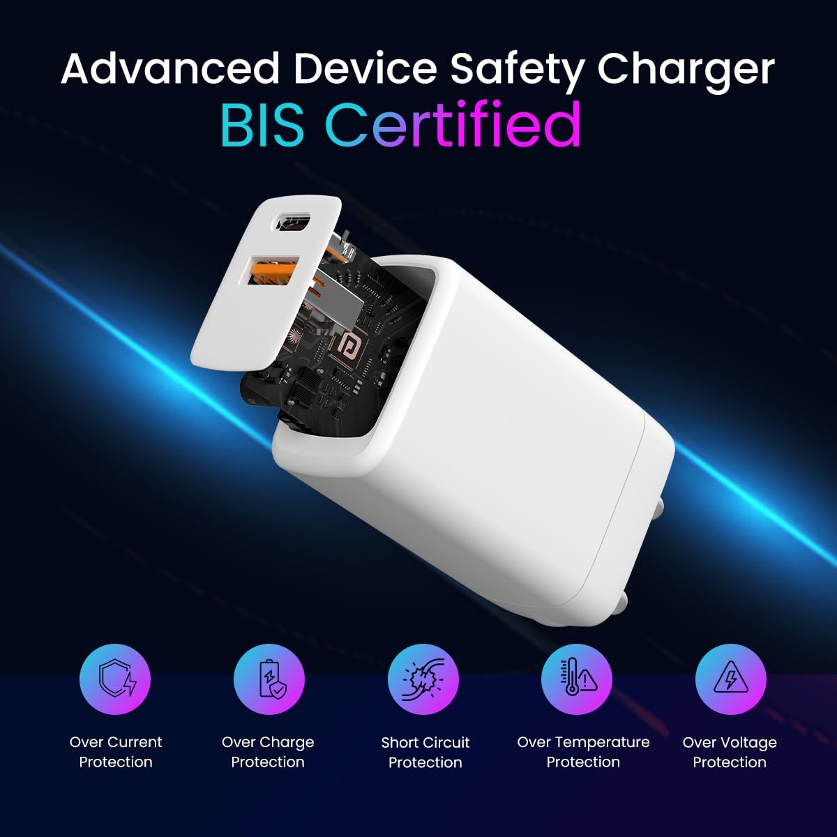 Portronics Adapto 65 Plus 65 W GaN Charger Adapter with 100 W Type C to Type C Fast charging cable, Compatible with Laptop, Macbook, iPhone 8 and Above, Tablet, Type C Mobile Phones and Devices (Open Box) - Image 3