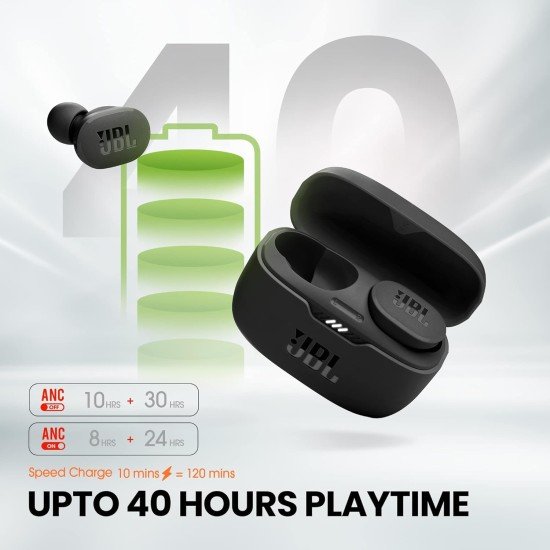 JBL Tune 130NC in Ear Wireless TWS Earbuds with Mic, ANC Earbuds(Upto 40Db), Customizable Bass with Headphones App, 40Hrs Playtime, Legendary Sound, 4 Mics for Clear Calls, Bluetooth 5.2 (Open Box) - Image 2