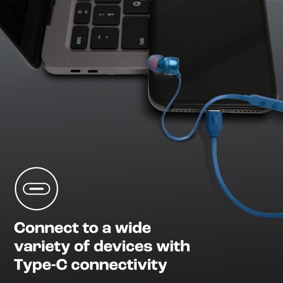 JBL Tune 310 Wired in Ear Type C Headphones, Hi-Res Audio with Digital-to-Analog Converter, 3-Button EQ Preset Remote with Microphone, Tangle-Free Flat Cable, Compatible with USB-C Devices (Open Box) - Image 4