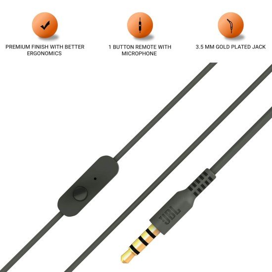 JBL C200SI, Premium in Ear Wired Earphones with Mic, Signature Sound, One Button Multi-Function Remote, Premium Metallic Finish, Angled Earbuds for Comfort fit (Open Box) - Image 3