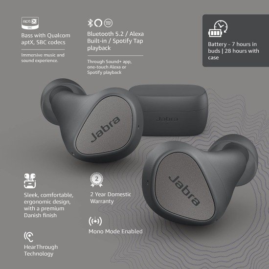 Jabra Elite 3 in Ear Bluetooth Truly Wireless in Ear Earbuds, Noise Isolating with mic for Clear Calls, Rich Bass, Customizable Sound, Mono Mode (Open Box) - Image 3