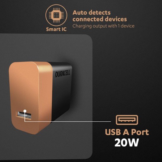 Duracell 20 Watts Fast Wall Charger Adapter, 1 USB A, Fast Mobile Charger Compatible with iPhone, iPad, Samsung, Note, Redmi, Mi, Oneplus, Oppo, Pixel, Vivo (Open Box) - Image 3