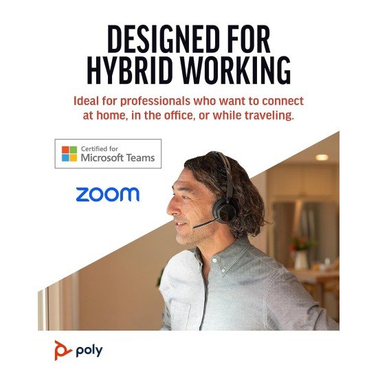 Poly (Plantronics) Voyager Focus 2 Wireless Headset, On-Ear w/Noise-canceling mic, ANC, 175 g, PC via BT700 Bluetooth Adapter/Smartphone via Bluetooth, Up to 25 Hours Talk time - Image 5